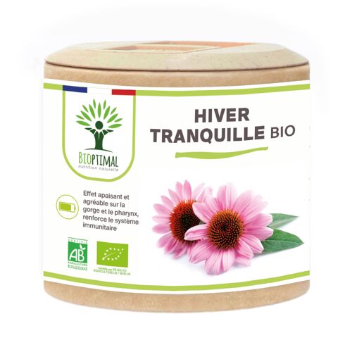 Hiver Tranquille Bio - Complément alimentaire - Échinacée Curcuma Thym Eucalyptus Plantain Hysope - Système immunitaire - Fabriqué en France - Vegan - gélules