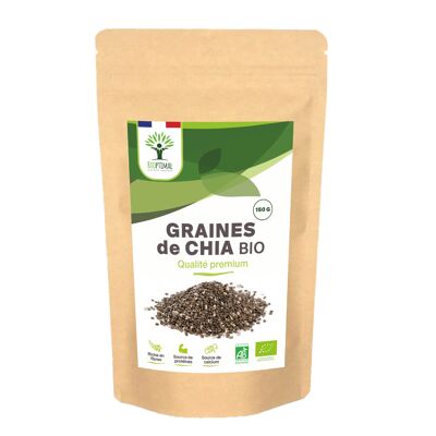 Bio-Chia-Samen – Superfood – Protein, Ballaststoffe, Kalzium, Phosphor – 100 % rohe Chia-Samen – Premium-Qualität – verpackt in Frankreich – vegan