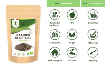 Graines de Chia Bio - Superaliment - Protéines Fibres Calcium Phosphore - 100% Graines de Chia Crue - Qualité Premium - Conditionné en France - Vegan 4