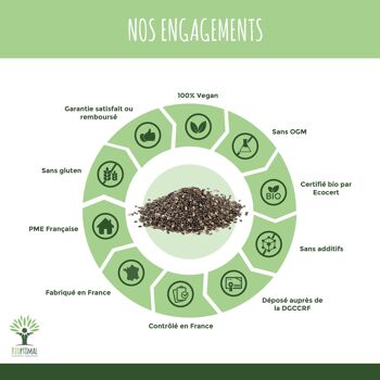 Graines de Chia Bio - Superaliment - Protéines Fibres Calcium Phosphore - 100% Graines de Chia Crue - Qualité Premium - Conditionné en France - Vegan 6