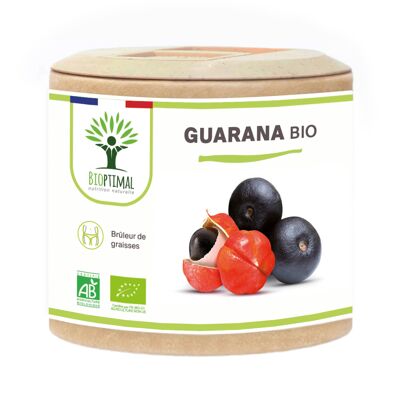 Guaraná Bio - Complemento alimenticio - Energía quemagrasas - Cafeína - 100% Guaraná en polvo en cápsulas - Fabricado en Francia - Certificado Ecocert - cápsulas