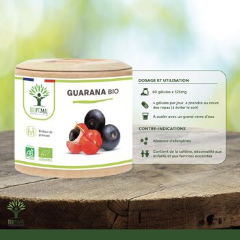 Guarana Bio - Complément alimentaire - Brûle Graisse Énergie - Caféine - 100% Poudre de guarana en gélules - Fabriqué en France - Certifié Ecocert - gélules 7