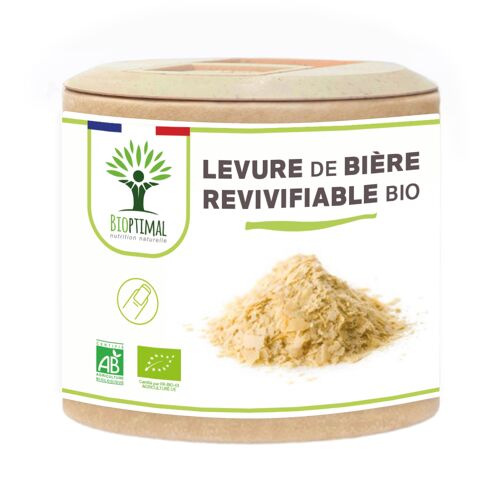 Levure de Bière Bio Revivifiable - Complément alimentaire - Vivante & Active - 400mg/gélule - Fabriqué en France - Certifié par Ecocert  - gélules
