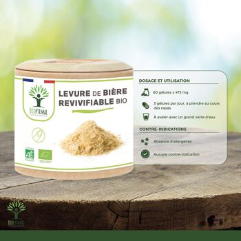 Levure de Bière Bio Revivifiable - Complément alimentaire - Vivante & Active - 400mg/gélule - Fabriqué en France - Certifié par Ecocert  - gélules 2