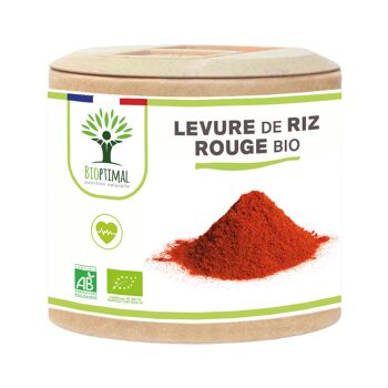 Levure de riz rouge bio - Monacoline K Naturelle - Complément alimentaire - Cure de 2 mois - Fabriqué en France - Certifié par Ecocert - gélules 1