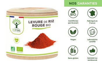 Levure de riz rouge bio - Monacoline K Naturelle - Complément alimentaire - Cure de 2 mois - Fabriqué en France - Certifié par Ecocert - gélules 6