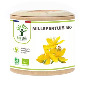 Millepertuis Bio - Complément alimentaire - Sommeil Relaxation - Hypericine - 190mg/gélules - Fabriqué en France - Certifié Ecocert - Capsules Vegan - gélules 1
