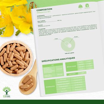 Millepertuis Bio - Complément alimentaire - Sommeil Relaxation - Hypericine - 190mg/gélules - Fabriqué en France - Certifié Ecocert - Capsules Vegan - gélules 6