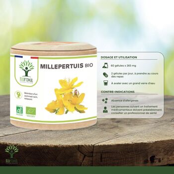 Millepertuis Bio - Complément alimentaire - Sommeil Relaxation - Hypericine - 190mg/gélules - Fabriqué en France - Certifié Ecocert - Capsules Vegan - gélules 7