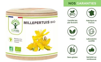 Millepertuis Bio - Complément alimentaire - Sommeil Relaxation - Hypericine - 190mg/gélules - Fabriqué en France - Certifié Ecocert - Capsules Vegan - gélules 8