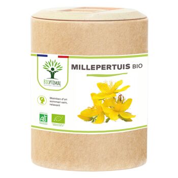 Millepertuis Bio - Complément alimentaire - Sommeil Relaxation - Hypericine - 190mg/gélules - Fabriqué en France - Certifié Ecocert - Capsules Vegan - gélules 12