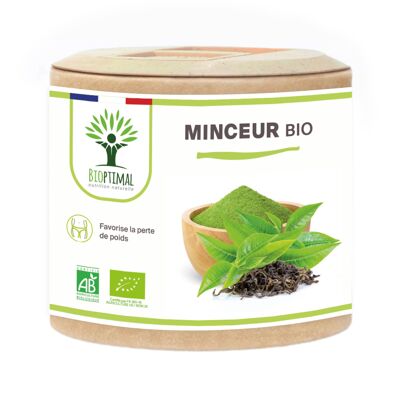 Organic Slimming - Food supplement - Guarana Artichoke green tea - Weight loss Fat burner Digestion Drainer - Made in France - Vegan - capsules