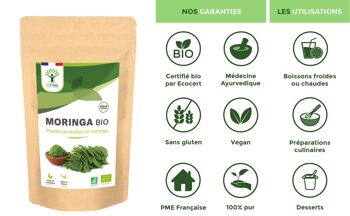 Moringa Bio - 100% Feuilles de Moringa Oleifera en Poudre - Glycémie - Superaliment - Origine Kenya - Conditionné en France - Certifié Ecocert - Vegan 8