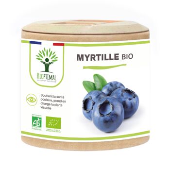 Myrtille Bio - Complément alimentaire - Yeux Clarté visuelle Vision nocturne - 100% poudre de myrtille en gélules - Fabriqué en France - Vegan - gélules 1