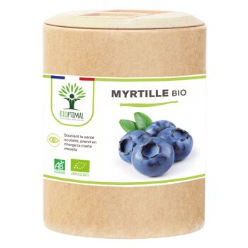 Myrtille Bio - Complément alimentaire - Yeux Clarté visuelle Vision nocturne - 100% poudre de myrtille en gélules - Fabriqué en France - Vegan - gélules 13