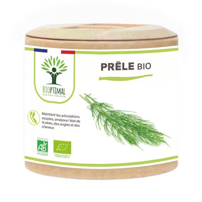 Cola de caballo orgánica - Complemento alimenticio - Diurético para el crecimiento de las articulaciones, cabello y piel - 200 mg/cápsula - Fabricado en Francia - Certificado Ecocert - Vegano - cápsulas