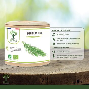 Prêle Bio - Complément alimentaire - Articulation Croissance Cheveux Peau Diurétique - 200 mg/gélule - Fabriqué en France - Certifié Ecocert - Vegan -  gélules 4