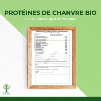 Protéine de Chanvre Bio - 50% de Protéines - BCAA Oméga 3 - Poudre de Graine de Chanvre Crue - Conditionné en France - Certifié par Ecocert - Vegan 10