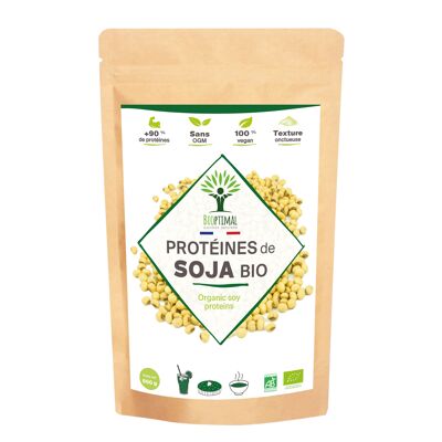 Proteine ​​di soia biologica - 90% proteine ​​17% BCAA - Alta digeribilità - Bodybuilding - Polvere di semi di soia - 100% pura - Confezionato in Francia - Vegan
