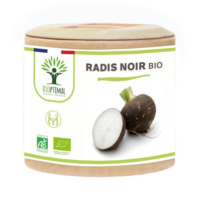Rábano negro orgánico - Complemento alimenticio - Hecho en Francia - 100% Puro - 300 mg/cápsula - Certificado Ecocert - Vegano - cápsulas