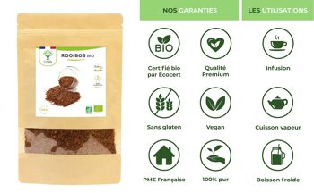 Rooibos Bio - Infusion En Vrac - Thé Rouge - Sans Théine Sans Caféine - 100% Pur et Naturel - Conditionné en France - Certification Ecocert - Vegan 6