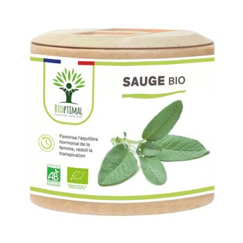 Sauge bio - Salvia officinalis - Complément alimentaire - Cycle menstruel Activité hormonale Transpiration Digestion - Fabriqué en France - Vegan -gélules 1