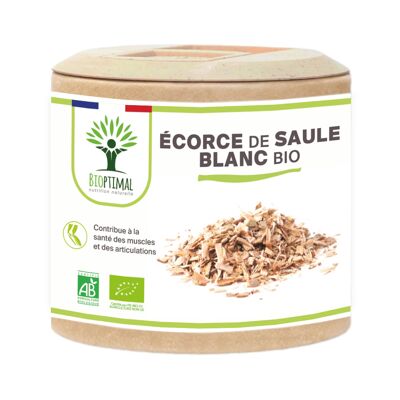 Sauce orgánico - Salix alba - Complemento alimenticio - Tónico para las articulaciones - Polvo de corteza de sauce blanco 100% puro en cápsulas - Hecho en Francia - cápsulas