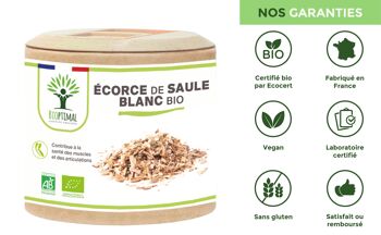 Saule bio - Salix alba - Complément alimentaire - Tonifiant Articulation - 100% Écorce de saule blanc en poudre Pure en gélules - Fabriqué en France - gélules 8