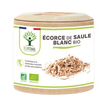 Saule bio - Salix alba - Complément alimentaire - Tonifiant Articulation - 100% Écorce de saule blanc en poudre Pure en gélules - Fabriqué en France - gélules 12