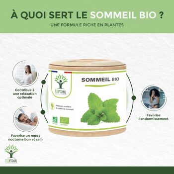Sommeil Bio - Complément alimentaire - 4 Plantes pour Dormir - Détente Relaxation Endormissement - Fabriqué en France - Certifié Ecocert - Vegan - gélules 3