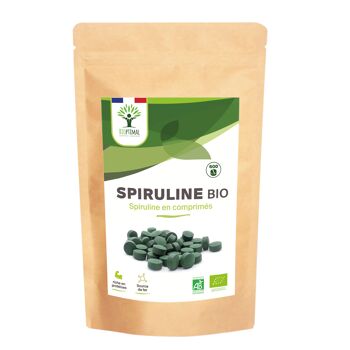 Spiruline Bio - Complément alimentaire - Protéines Phycocyanine Fer - 500 mg/comprimé vegan - Conditionné en France - Certifié Ecocert - Sans additifs - en comprimés 3