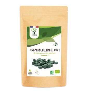 Spiruline Bio - Complément alimentaire - Protéines Phycocyanine Fer - 500 mg/comprimé vegan - Conditionné en France - Certifié Ecocert - Sans additifs - en comprimés 16