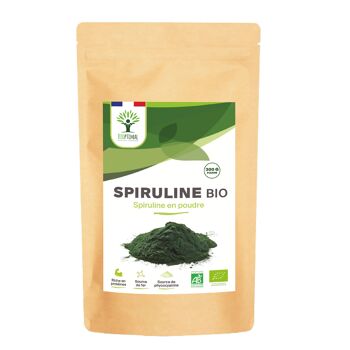 Spiruline Bio - Protéines Phycocyanine Fer - 100% Spiruline Pure en Poudre - Énergie - Superaliment - Conditionné en France - Certifié Ecocert - Vegan - en poudre 1