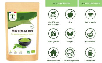 Matcha Bio - Thé Matcha Japonais en Poudre - Colorant Alimentaire Vert - Cuisine Infusion - Origine Japon - Conditionné en France - Certifié Ecocert 9