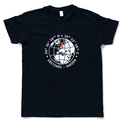 T-shirt bleu marine Homme – Design Västerås GPS