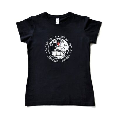 T-shirt bleu marine Femme – Design GPS Västerås