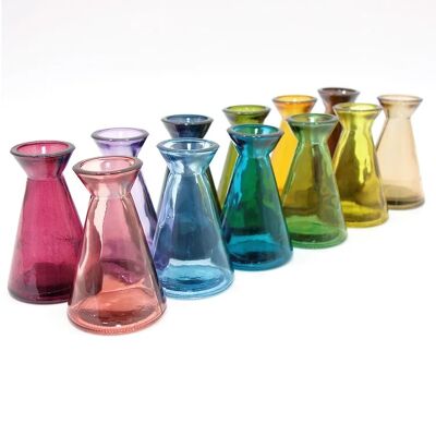 Mixed Case  Recycled Glass "Tarifa" Straight Bud Vase