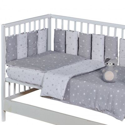 Reversible cotton baby bed set, Size - 100x135 cm, Made in France, STELLA