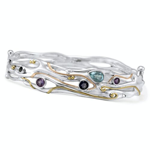 Beautiful bangle decorated with Gold, Blue Topaz, Iolite and Amethyst