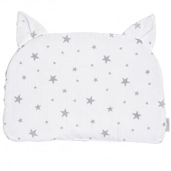 Oreiller coussin plat réversible Chaton ,Gris , Made in France ,STELLA 2