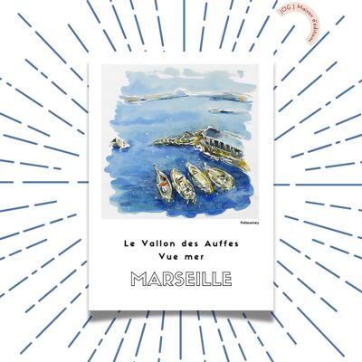 Affiche - Le Vallon des Auffes Vue Mer - FafaComey