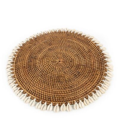 Rattan and shell placemat