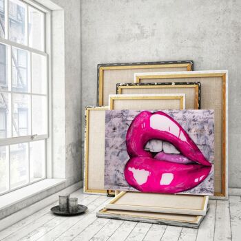 HOT PINK LIPS - tableau sur toile avec espace d'ombre 18