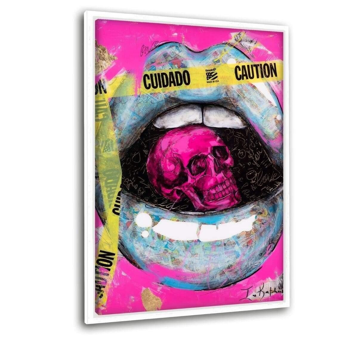 LABIOS DE PRECAUCIÓN - imagen de lienzo con espacio de sombra