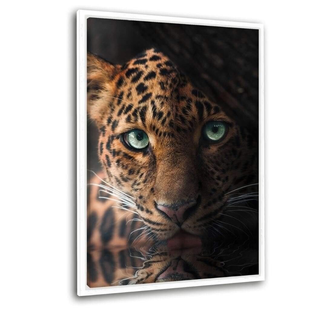 Le Léopard qui boit - Toile avec joint d'ombre