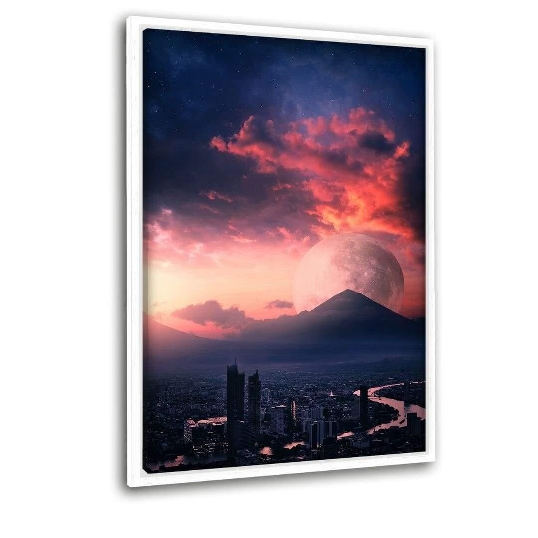 Sunset City - Leinwandbild mit Schattenfuge