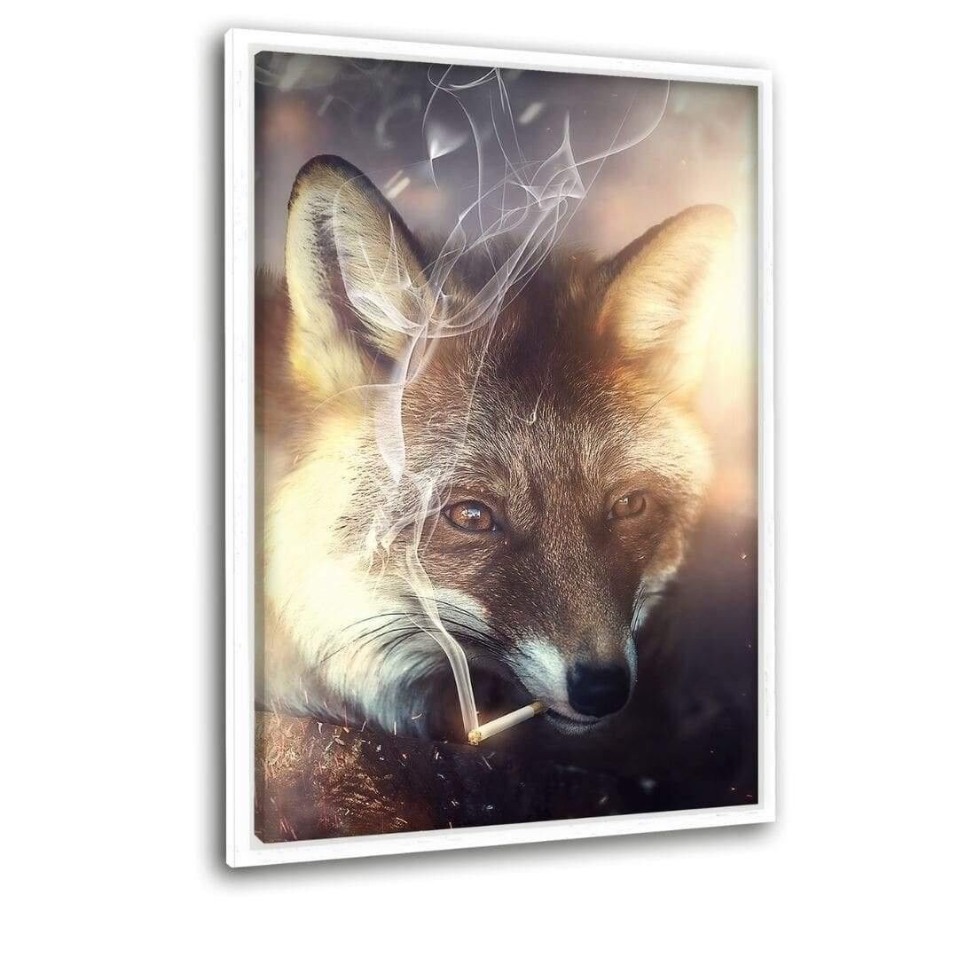 Smoking Fox - Leinwand mit Schattenfuge