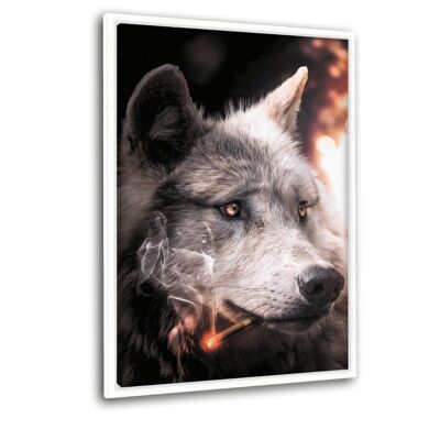 Smoking Wolf - quadro su tela con spazio d'ombra
