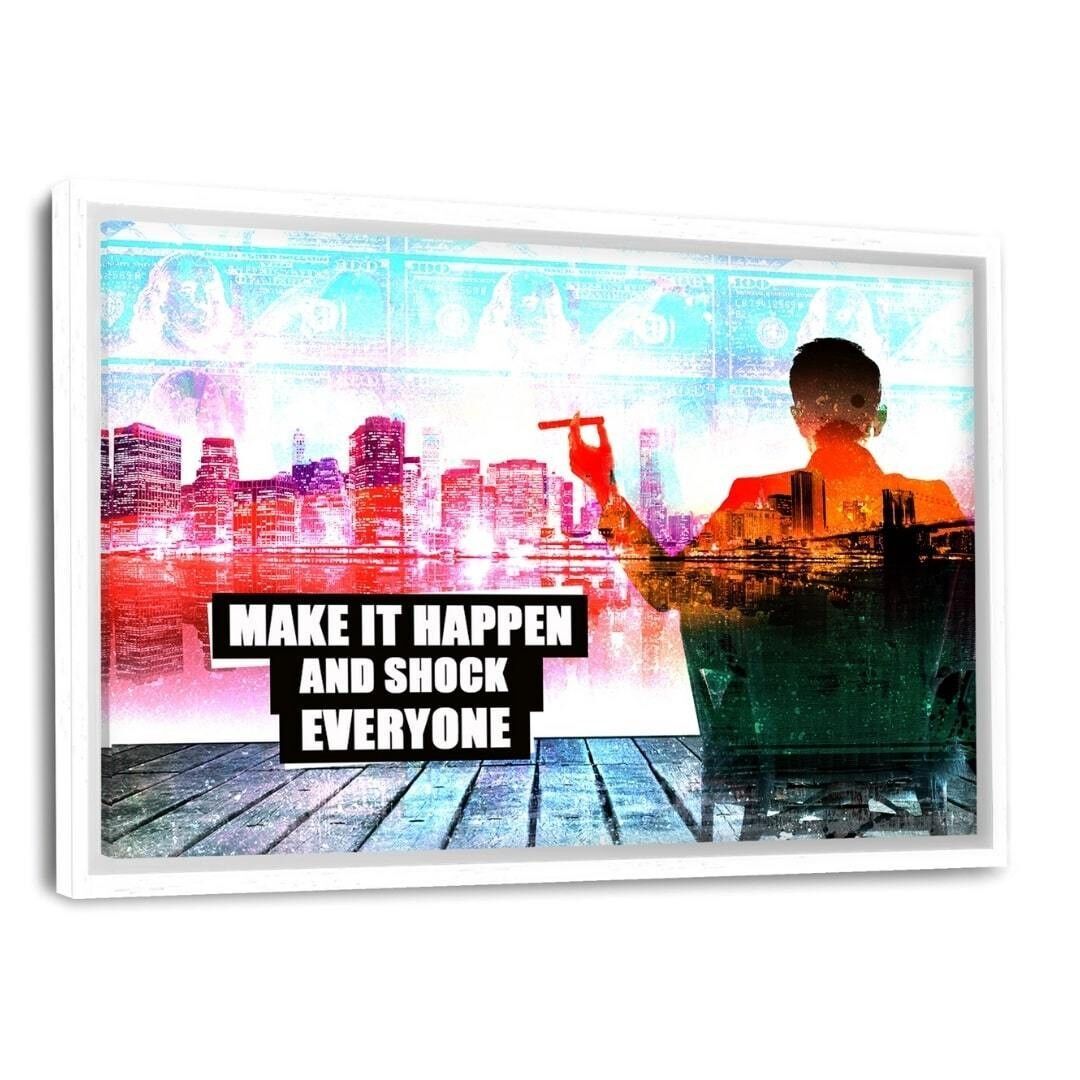 SHOCK THE WORLD - quadro su tela con spazio d'ombra