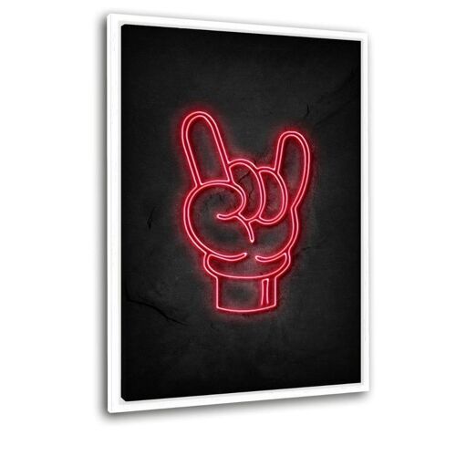 Rock on - neon #1 - Leinwandbild mit Schattenfuge